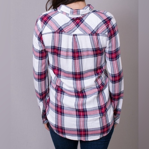 RAILS Women’s Hunter Plaid Button-Down Shirt- White Midnight Rose/ Size Small - Picture 3 of 13